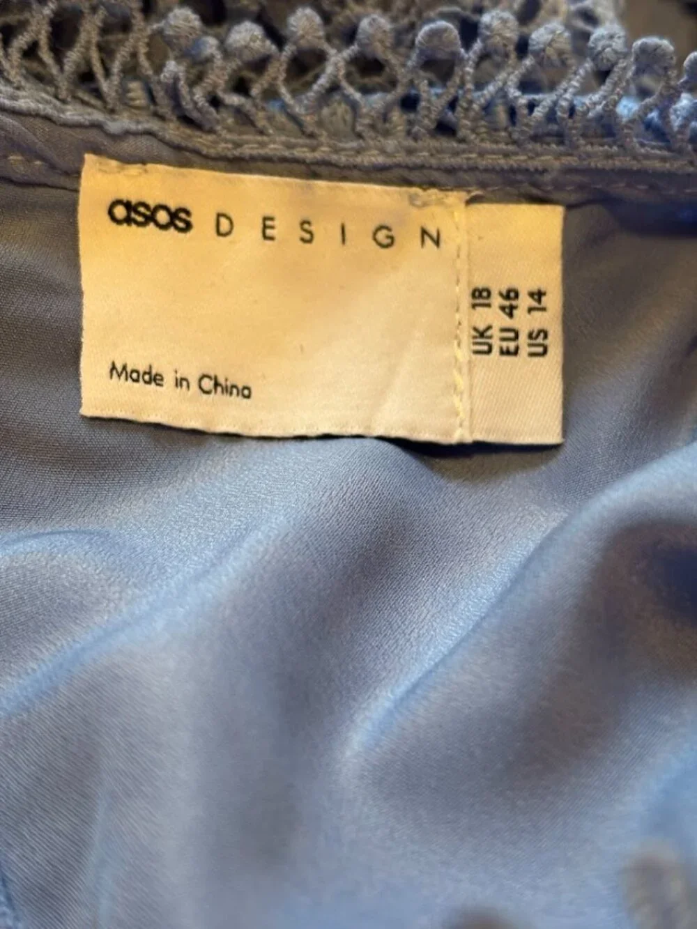 ASOS DESIGN Premium Lace Dress with Ruffle Detail in Blue - Size 14 - Picture 12 of 16